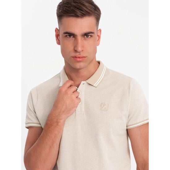 Ombre Poloshirt heren korte mouw sand melange 0109-sm - Image 2