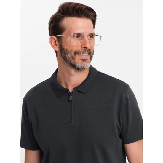 Ombre Poloshirt heren korte mouw met rits - 0132z - Image 3