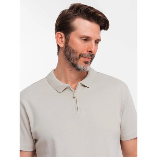 Ombre Poloshirt heren korte mouw met rits licht 0132lg - Image 5