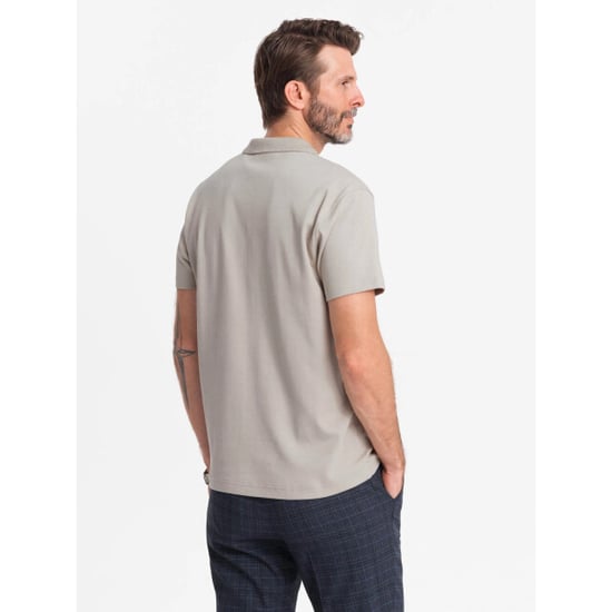 Ombre Poloshirt heren korte mouw met rits licht 0132lg - Image 6