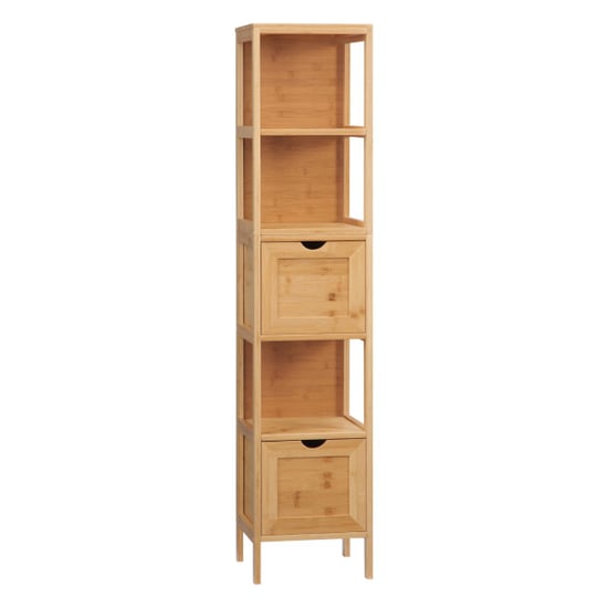 4goodz Bamboe badkamerkast 2 lades en plank 30x30x90 cm - - Image 1