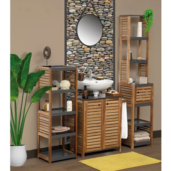 4goodz Badkamerkast acaciahout halfhoog 5 planken 30x36.5x108 cm - Image 3