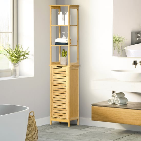 4goodz Kleankin bamboe badkamerkast 173 cm hoog met 3 open vakken - Image 3