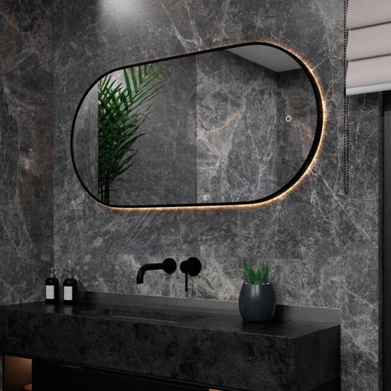 Mirlux Badkamerspiegel 120x60cm ovaal zwart frame - Image 1