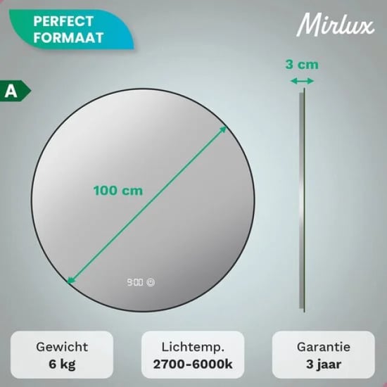 Mirlux Badkamerspiegel 100cm zwart frame - Image 4
