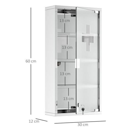 4goodz Medicijnkastje ehbo-kastje met slot rvs 12x30x60 cm - Image 3