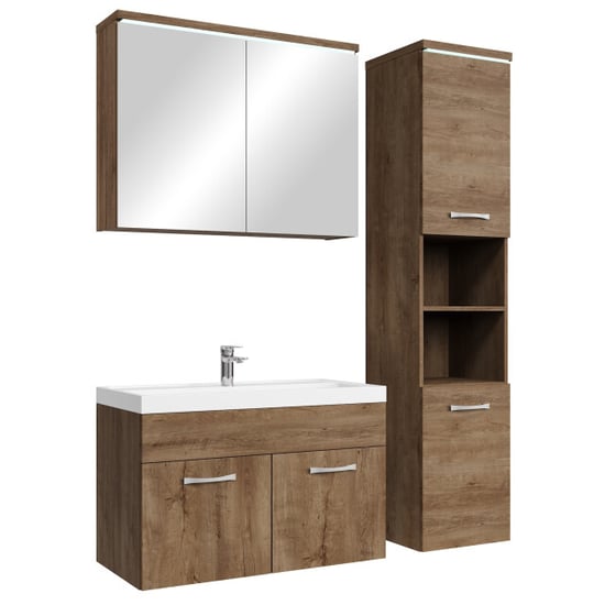 Badplaats Badkamermeubel set paso 80 x 40 cm bruin badmeubel met - Image 1