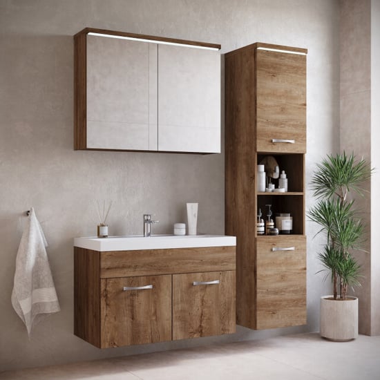 Badplaats Badkamermeubel set paso 80 x 40 cm bruin badmeubel met - Image 3