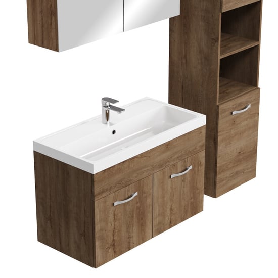 Badplaats Badkamermeubel set paso 80 x 40 cm bruin badmeubel met - Image 5