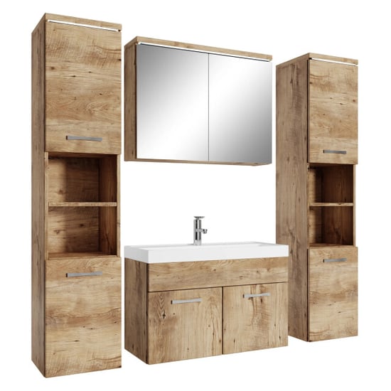 Badplaats Badkamermeubel set paso xl 80 cm kastanje badmeubel met - Image 1