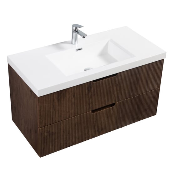 Badplaats Badkamermeubel set thermis 100cm rose wood badmeubel met wastafel - Image 3
