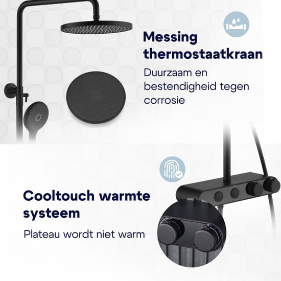Luzzo ® dirillo regendouche thermostaat met planchet mat - Image 2