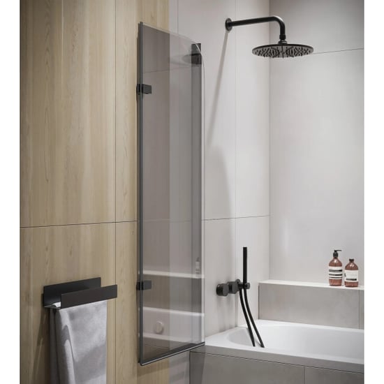 Badplaats Badwand austin 120 x 140 cm zwart badscherm draaibaar 5 mm dik - - Image 3