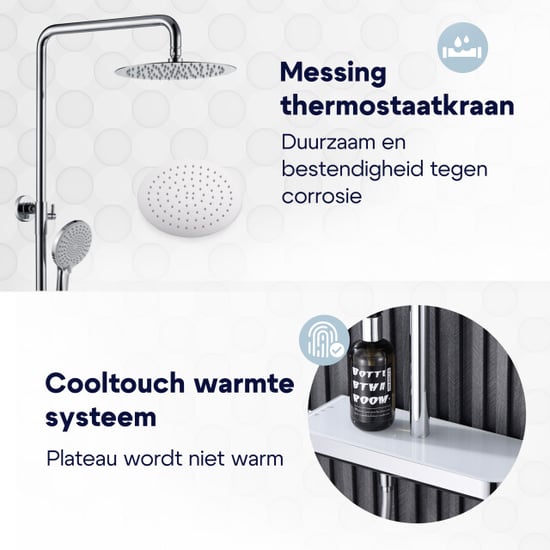Luzzo ® varese regendouche thermostaat met planchet -chroom/ - Image 2