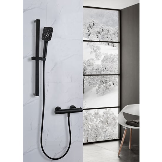 Luzzo ® square black doucheset thermostaatkraan met glijstang - - Image 3