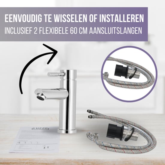 Luzzo ® como chroom rvs wastafelkraan laag - - Image 2