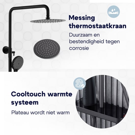 Luzzo ® varese regendouche thermostaat met planchet mat - Image 3