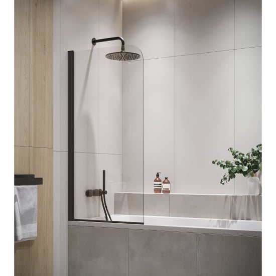 Badplaats Badwand torino 60 x 140 cm zwart badscherm draaibaar 5 mm dik - - Image 1