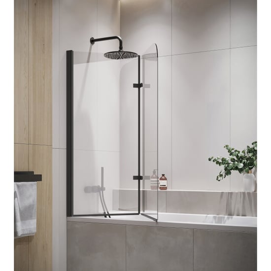 Badplaats Badwand austin 100 x 140 cm zwart badscherm draaibaar 5 mm dik - - Image 2