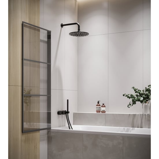 Badplaats Badwand berkan 60 x 140 cm zwart badscherm draaibaar 5 mm dik - - Image 3