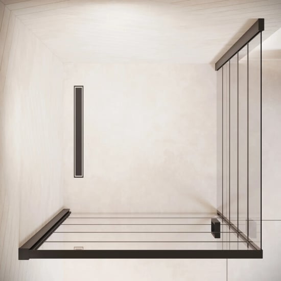 Badplaats Douchecabine alava 100 x 100 x 190 cm zwart met lijnen douchewand - Image 3