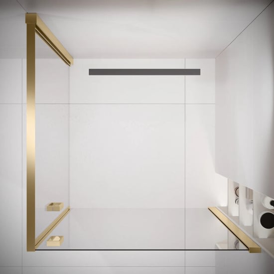 Badplaats Douchecabine alava 90 x 90 x 190 cm goud douchewand met draaideur - Image 3