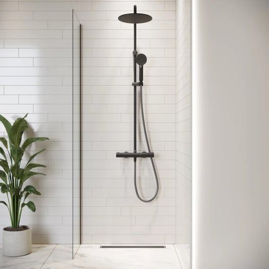 Badplaats Douchewand florida 40 x 200 cm zwart – inloopdouche 8 mm - Image 4