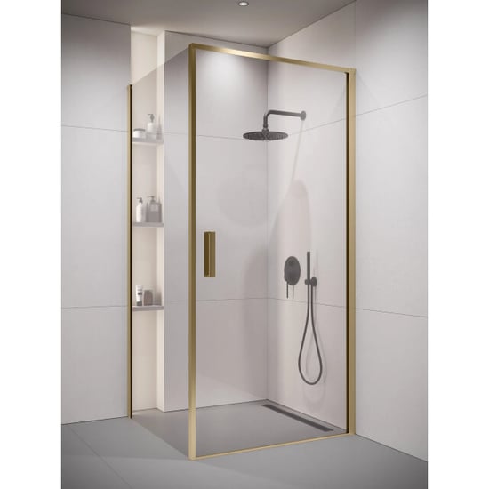 Badplaats Douchecabine alava 90 x 90 x 190 cm goud douchewand met draaideur - Image 4