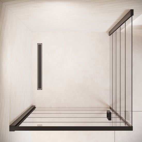 Badplaats Douchecabine alava 80 x 80 x 190 cm zwart met lijnen douchewand - Image 5