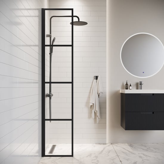 Badplaats Douchewand essos 40 x 200 cm zwart – inloopdouche 8 mm - Image 2