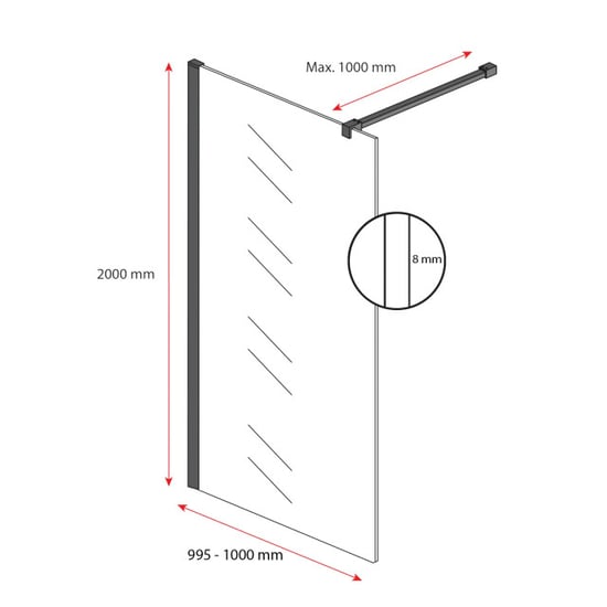 Badplaats Douchewand florida 100 x 200 cm goud – inloopdouche 8 mm - Image 4