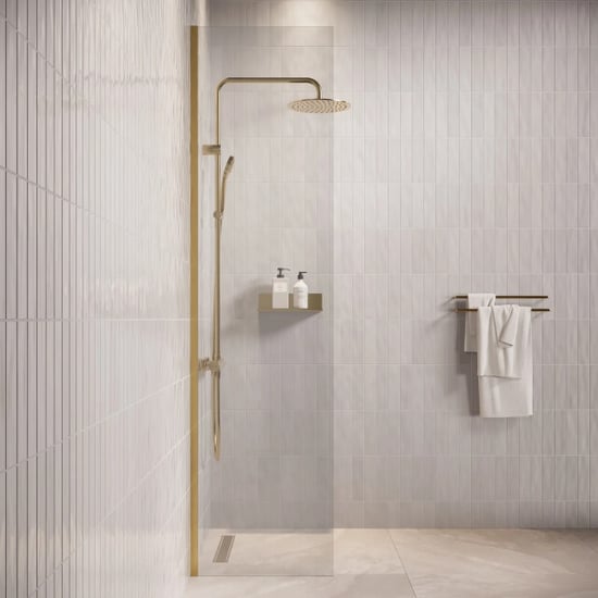 Badplaats Douchewand florida 40 x 200 cm goud – transparant inloopdouche - Image 4
