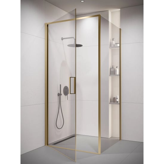 Badplaats Douchecabine alava 90 x 90 x 190 cm goud douchewand met draaideur - Image 5