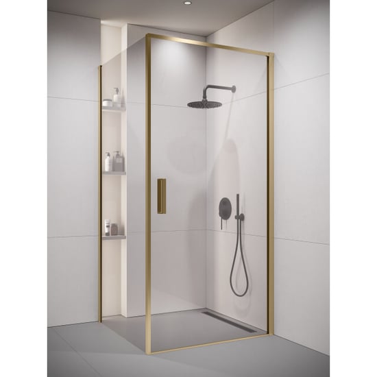 Badplaats Douchecabine alava 80 x 80 x 190 cm goud douchewand met draaideur - Image 4