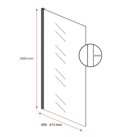 Badplaats Douchewand florida 40 x 200 cm chroom – inloopdouche 8 mm - Image 2