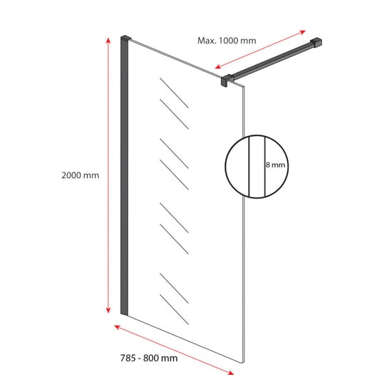 Badplaats Douchewand florida 80 x 200 cm goud – inloopdouche 8 mm - Image 2