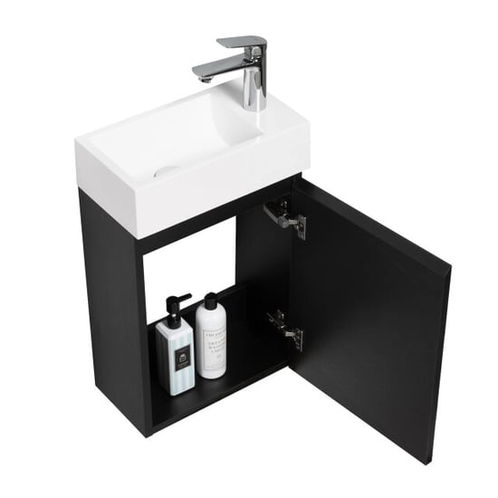 Badplaats Toiletmeubel angela 40 x 22 cm zwart fonteinmeubel met wastafel - Image 3