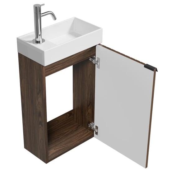 Badplaats Toiletmeubel bosco 40 x 22 cm walnoot fonteinmeubel met wastafel - Image 2