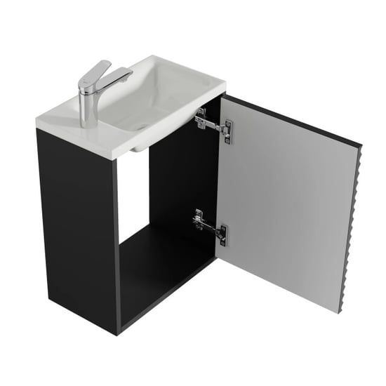 Badplaats Toiletmeubel etna 40 x 22 cm mat zwart fonteinmeubel met wastafel - Image 4