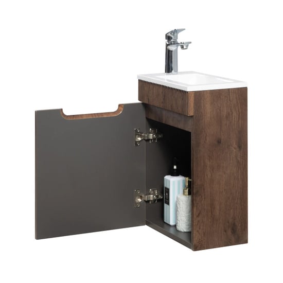 Badplaats Toiletmeubel thermis 40 x 22 cm walnoot bruin fonteinmeubel met - Image 4