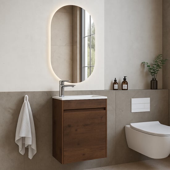 Badplaats Toiletmeubel sinta 40 x 22 cm walnoot bruin fonteinmeubel met - Image 6
