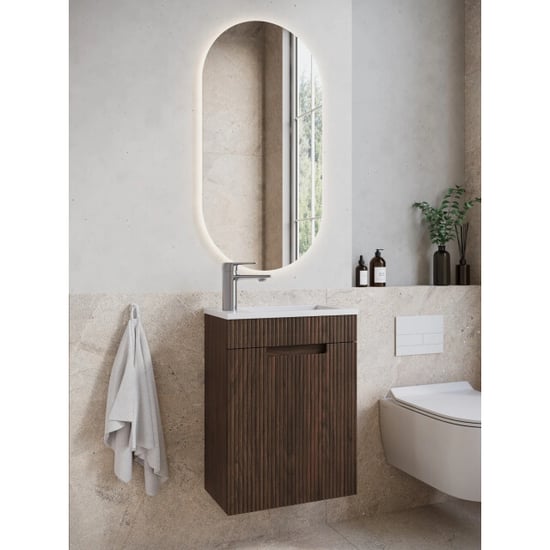 Badplaats Toiletmeubel thermis 40 x 22 cm walnoot bruin fonteinmeubel met - Image 5