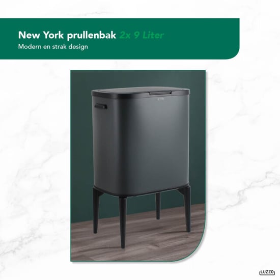 Luzzo ® new york push prullenbak afvalscheiding 2 vakken - - Image 4