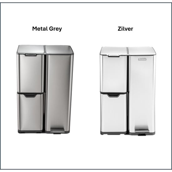 Luzzo ® ohio 60 ltr afvalscheidingsprullenbak metal grey – pedaalemmer met soft - Image 4