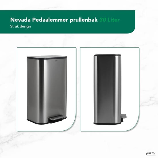 Luzzo ® nevada pedaalemmer 30 liter prullenbak mat rvs - Image 2