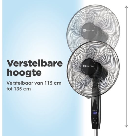 Nuvoo Statiefventilator – diameter 40cm – oscillatiefunctie – 3 standen – energiebesparende timerfunctie (tot 8uur) – afstandbediening – ventilator - Image 2