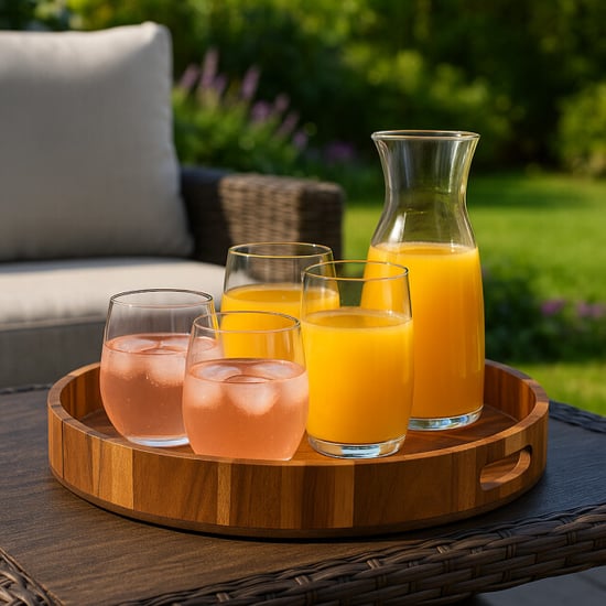 Casa di Elturo Rond houten dienblad 35 cm – acaciahout - Image 3