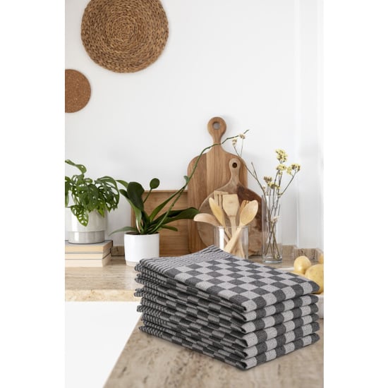 DoubleDry Theedoeken set 12 stuks 50x70 cm 100% katoen blokpatroon - - Image 3