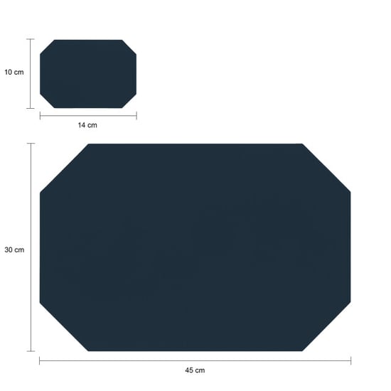 Krumble Placemat achthoekig + onderzetter pu leder blauw set van 6 - Image 4