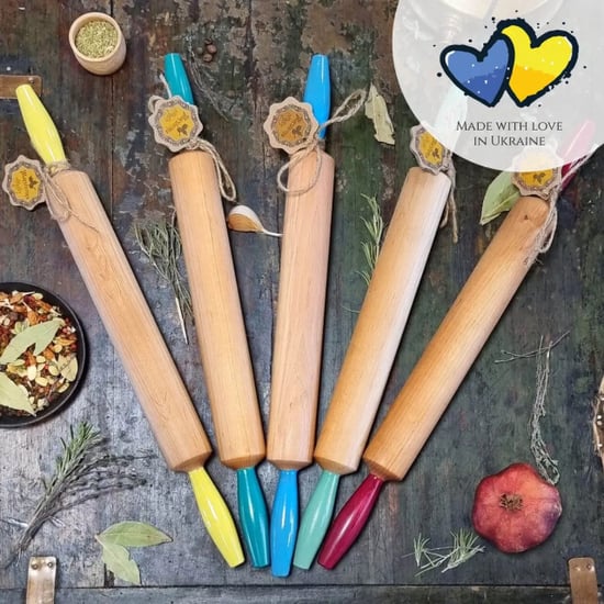 Maysternya Houten deegroller met handvaten 50 x 4,5 cm blauw - Image 4